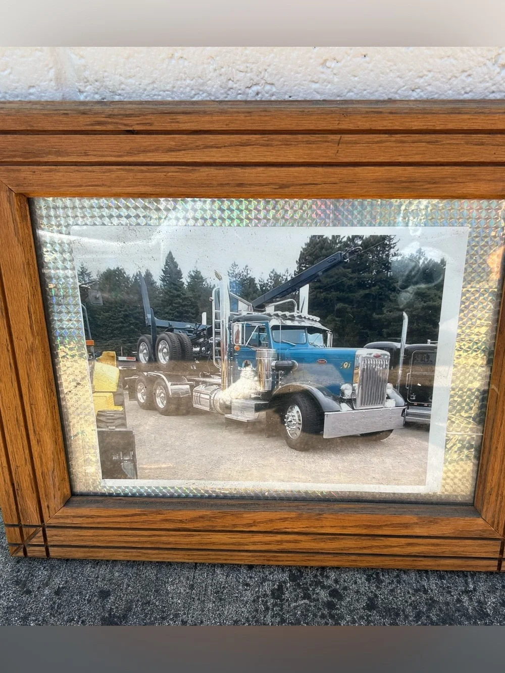 vintage framed classic semi truck art photo decor